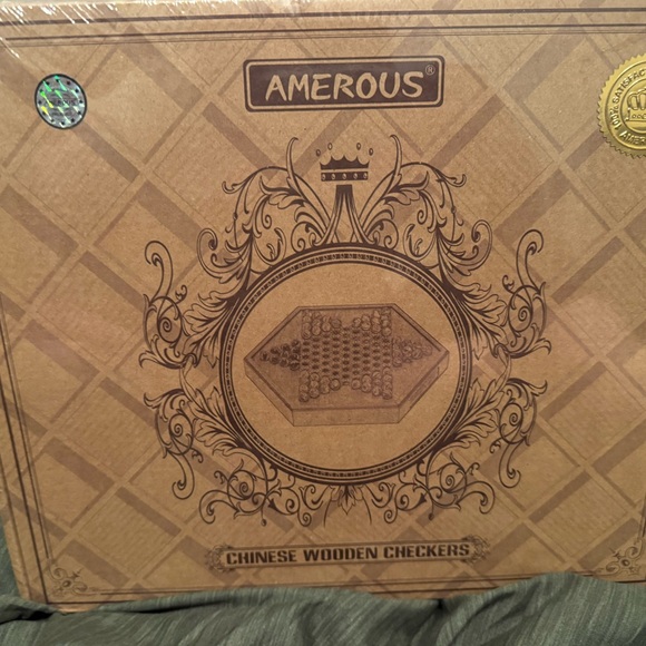 Wooden Chinese Checkers Set with Storage Drawer - Picture 2 of 2